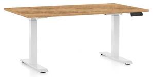 OfficeTech D állítható magasságú asztal, 140 x 80 cm, fehér alap, arany tölgy