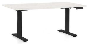 OfficeTech C állítható magasságú asztal, 120 x 80 cm, fekete alap, fehér kőris