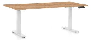 OfficeTech C állítható magasságú asztal, 160 x 80 cm, fehér alap, craft tölgy