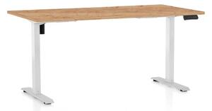 OfficeTech B állítható magasságú asztal, 160 x 80 cm, fehér alap, craft tölgy