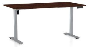 OfficeTech B állítható magasságú asztal, 160 x 80 cm, szürke alap, wenge