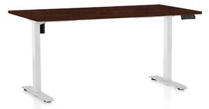 OfficeTech B állítható magasságú asztal, 160 x 80 cm, fehér alap, wenge