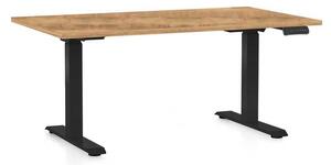 OfficeTech D állítható magasságú asztal, 140 x 80 cm, fekete alap, arany tölgy