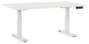 OfficeTech D állítható magasságú asztal, 140 x 80 cm, fehér alap, fehér kőris