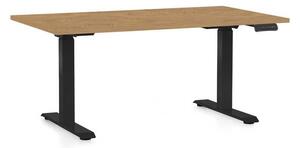 OfficeTech C állítható magasságú asztal, 120 x 80 cm, fekete alap, köves tölgy