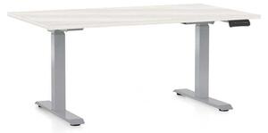 OfficeTech D állítható magasságú asztal, 120 x 80 cm, szürke alap, fehér kőris