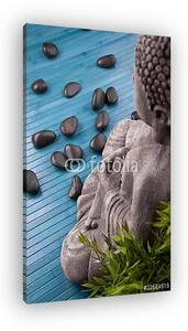 Buddha bambusz, masszázs kövek és virágcsészék (vászonkép)