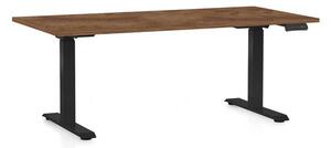 OfficeTech D állítható magasságú asztal, 160 x 80 cm, fekete alap, silverjack tölgy