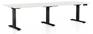 OfficeTech Long állítható magasságú asztal, 240 x 80 cm, fekete alap, fehér kőris