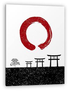 Zen kör és Japán tájkép illusztráció (vászonkép)