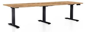 OfficeTech Long állítható magasságú asztal, 240 x 80 cm, fekete alap, arany tölgy