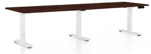 OfficeTech Long állítható magasságú asztal, 260 x 80 cm, fehér alap, wenge
