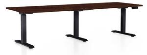 OfficeTech Long állítható magasságú asztal, 240 x 80 cm, fekete alap, wenge