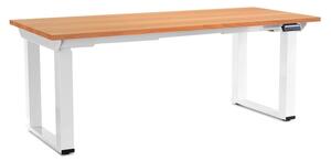 OfficeTech Strong állítható magasságú asztal 180 x 80 cm, fehér alap, bükkfa
