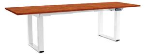 OfficeTech Strong állítható magasságú asztal 240 x 80 cm, fehér alap, cseresznye