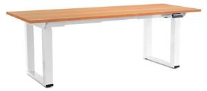 OfficeTech Strong állítható magasságú asztal 200 x 80 cm, fehér alap, bükkfa