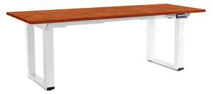 OfficeTech Strong állítható magasságú asztal 200 x 80 cm, fehér alap, cseresznye