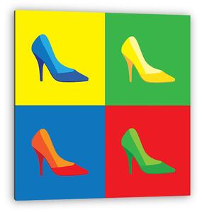 Pop art, magas sarkú női cipők - illusztráció. (vászonkép)