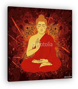 Vintage poszter ülő Buddha a grunge háttérben. áztat (vászonkép)