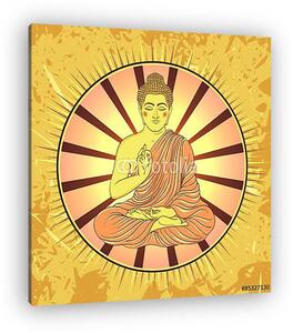 Vintage poszter ülő Buddha a grunge háttérben. áztat (vászonkép)