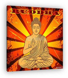 Vintage poszter ülő Buddha a grunge háttéren. áztat (vászonkép)