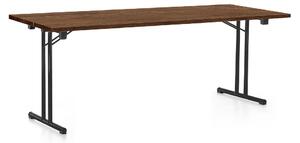 Összecsukható asztal 200 x 80 cm, fekete lábak, silverjack tölgy