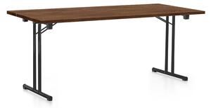 Összecsukható asztal 180 x 80 cm, fekete lábak, silverjack tölgy
