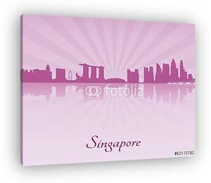 Szingapúri skyline lila sugárzó orchidea (vászonkép)