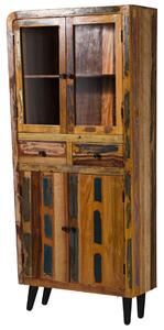 SIXTIES Antik fa vitrin, 90x35x200, több színű lakkozott