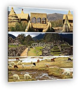 Peru kollázs a Machu Pichu és a Titicaca tó tájakkal (vászonkép)