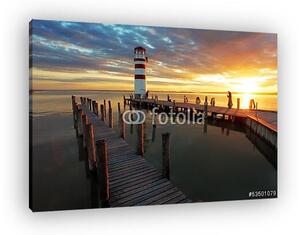 Tenger naplemente a lighhouse felett (vászonkép)