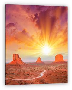 A Monument Valley, Utah. Gyönyörű táj nyári naplementében (vászonkép)