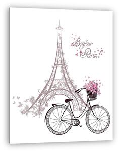 Bonjour Párizs Eiffel-torony és kerékpár - rajz (vászonkép)