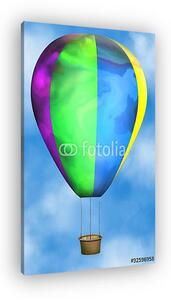Csíkos hőlégballon a kék égen illusztráció (vászonkép)