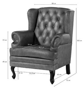 Massziv24 - CAMBRIDGE szárnyas szék, valódi bőr, 88x81x105, zöld