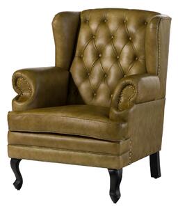 Massziv24 - CAMBRIDGE szárnyas szék, valódi bőr, 88x81x105, zöld