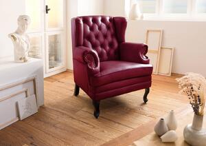 Massziv24 - CAMBRIDGE Szárnyas szék, valódi bőr, 88x81x105, piros