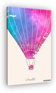 Pink hőlégballon akvarell technikával (vászonkép)