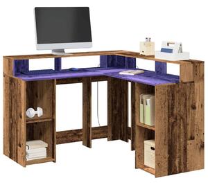 VidaXL Sarok Íróasztal - Antik Fa - 130x130x91 cm