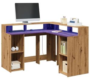 VidaXL Sarok Íróasztal LED-del és Tárolóval - 130x130 cm