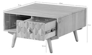 Massziv24 - MOSAIC dohányzóasztal akácfa 70x70x40, fehér, lakkozott