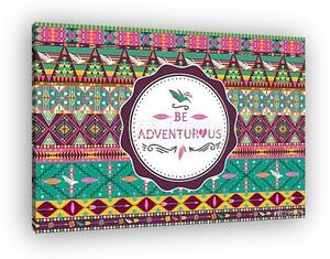 Hipster varrat nélküli aztec minta geometrikus elemekkel (vászonkép)