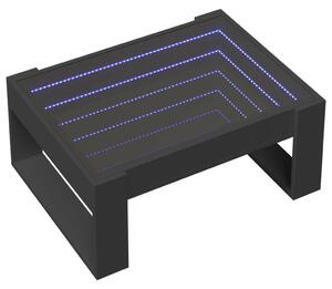 VidaXL LED Dohányzóasztal - Végtelen Tükör - Fekete - 70x53x30cm