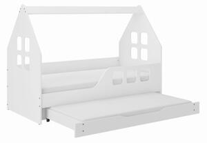 Házikó formájú gyerekágy 160x80 cm matraccal ágyazható ágyneműtartóval (jobbos) 2 matraccal