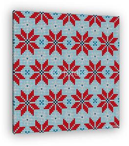Poinsettia Piros / Kék Seamless Pattern Kötött (vászonkép)