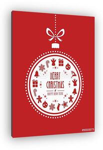 Karácsonyi bál díszítése piros háttér (vászonkép)