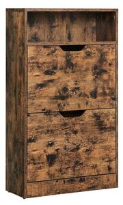 Vasagle Cipős Szekrény - 2 Ajtós - Rusztikus Barna - 60x24x102 cm