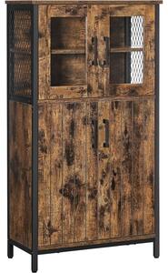 VASAGLE Ipari Fürdőszobaszekrény - Rusztikus Barna/Fekete - 60x30x108cm