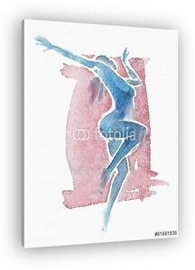 Naked Modern Dancer akvarell kék-piros (vászonkép)