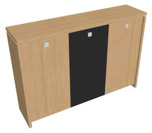 Verno közepes gardrób 188 x 46 x 130 cm, kombinált ajtó, világos tölgy / fekete